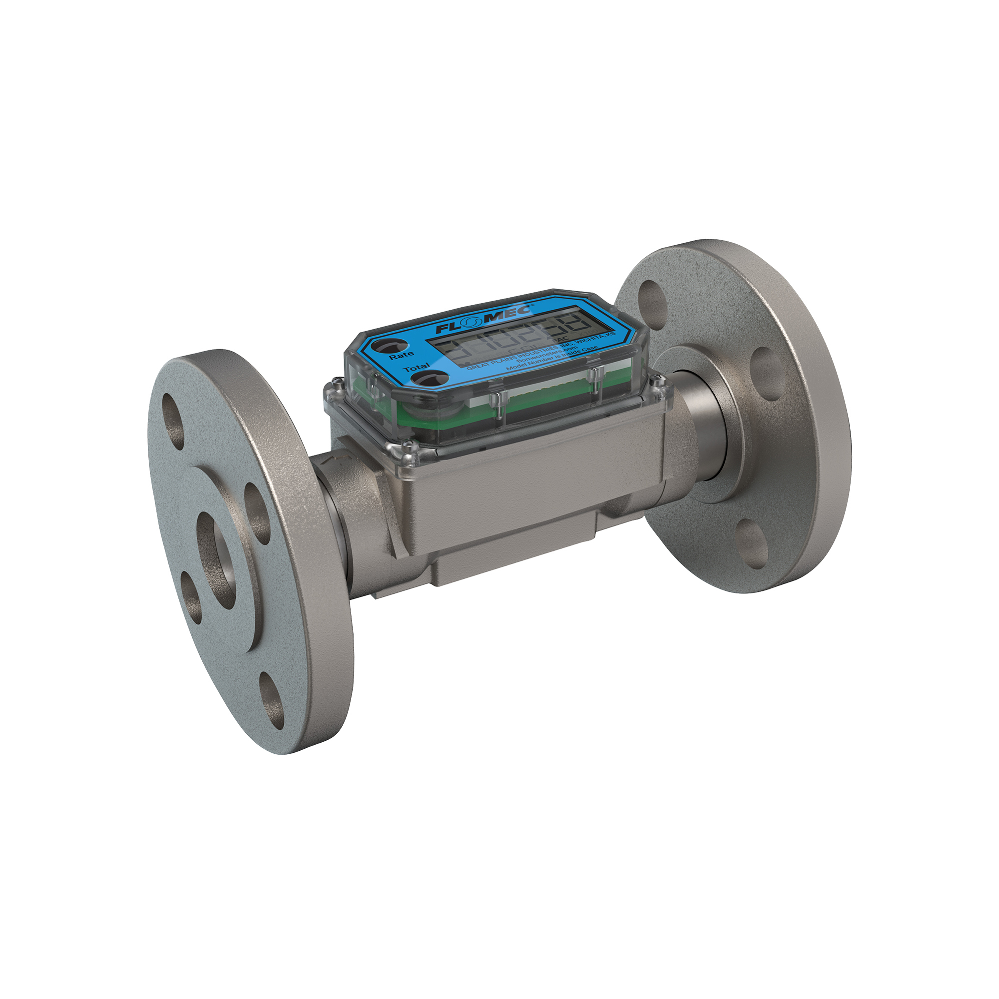 1" #150 ANSI Flange Turbine Flow Meter, Battery Powered Display, Stainless Steel Body for Petro Chem, Fuel, Water, and Solvents